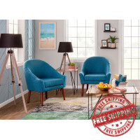 Lumisource CH-BCCI WL+TL Bacci Mid-Century Modern Dining/ Accent Chair in Walnut Wood and Teal Fabric 